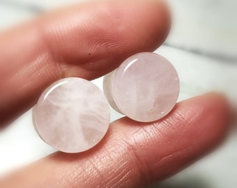 Plug, rose quartz, stone plug, piercing, ear piercing, tunnel, 1 piece,