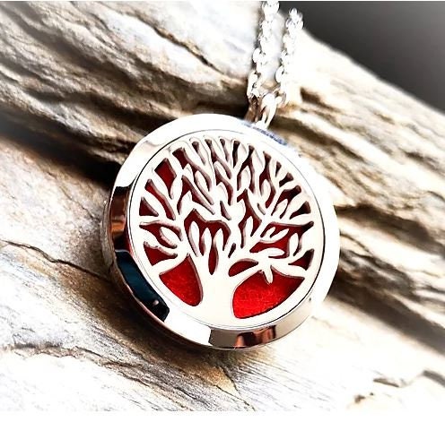 INFUSEU Aromatherapie Halskette, Baum des Lebens Herz Lavastein Diffusor  Anhänger Boho ätherisches Öl lange Schmuck Geschenk für Sie : :  Fashion
