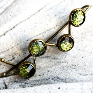 fermaglio per capelli decorato, accessori per capelli, verde scintillante