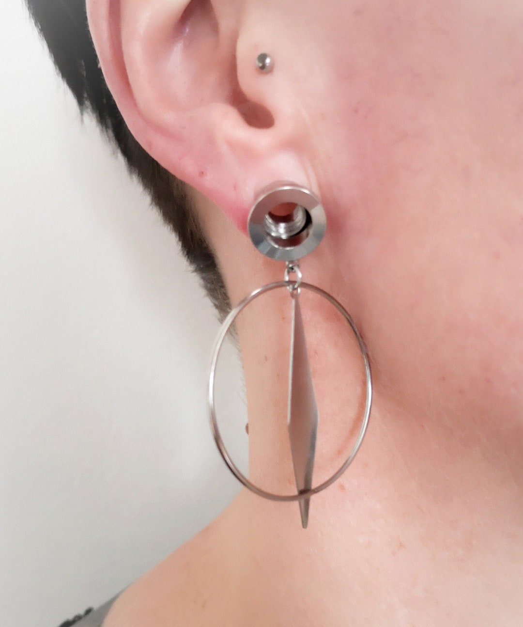 Tunnel With Pendant Earrings Ear Studs Ear Tunnel Etsy