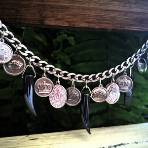 Charivari made of stainless steel, dirndl jewelry, traditional costumes, wedding, hematite