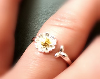 Ring, finger ring, flowers, adjustable in size