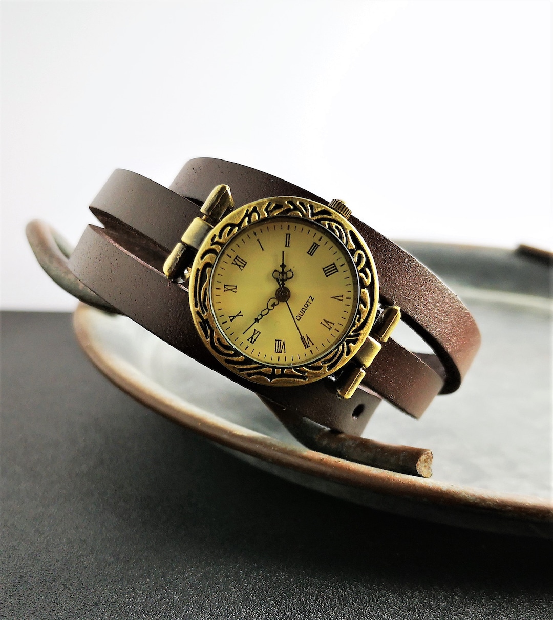 Ernest Lila Damenuhr Ohne Nickel Wickeluhr, Lederuhr, Lederarmband