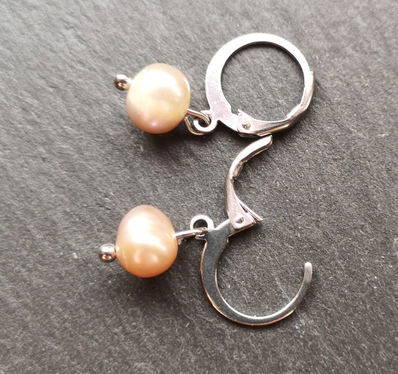 stainless steel and breeding perle.1 pair, earrings Earrings