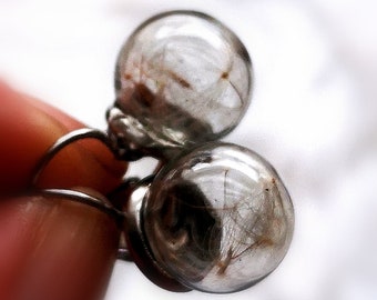 Earrings, Earwires, Dandelion Seeds, Dandelion, Dandelions, Stainless Steel Earrings, Wish, Wish, 12mm Ball