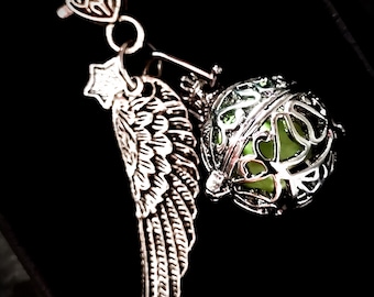 Pendant with sound ball, charm, chain, bag charm, key ring, angel, protector, different colors