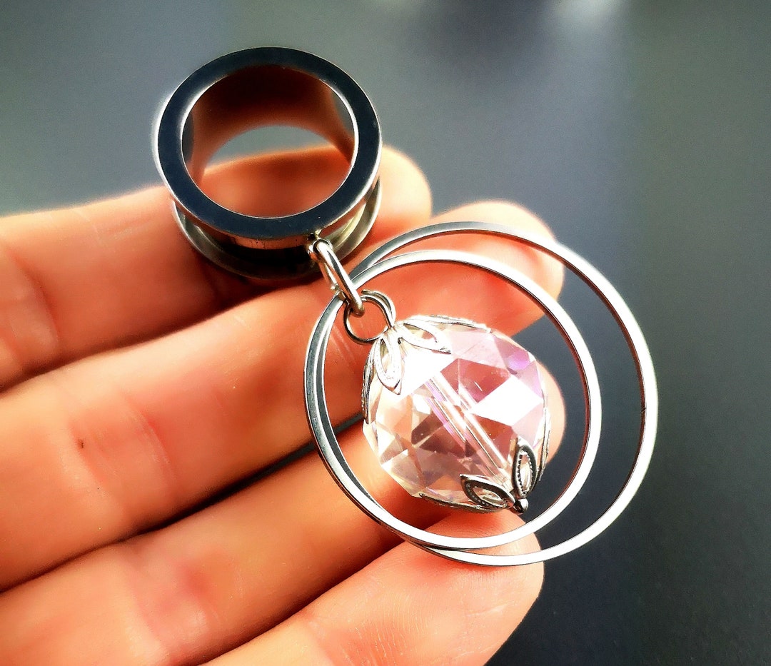 Tunnel With Pendant Screw Cap Ear Tunnel With Ear Weight Etsy