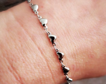 Bracelet, stainless steel, hearts