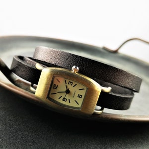 Wrist watch, wrap watch, leather watch, leather bracelet, vintage style image 2