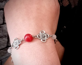 Armband mit Jadeperlen, Vintage-Stil, Dirndlschmuck, Trachtenschmuck