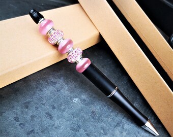 decorated ballpoint pen, incl. refill, glass and rhinestones