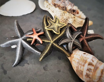 decorated hair clip, starfish, maritime, multicolored