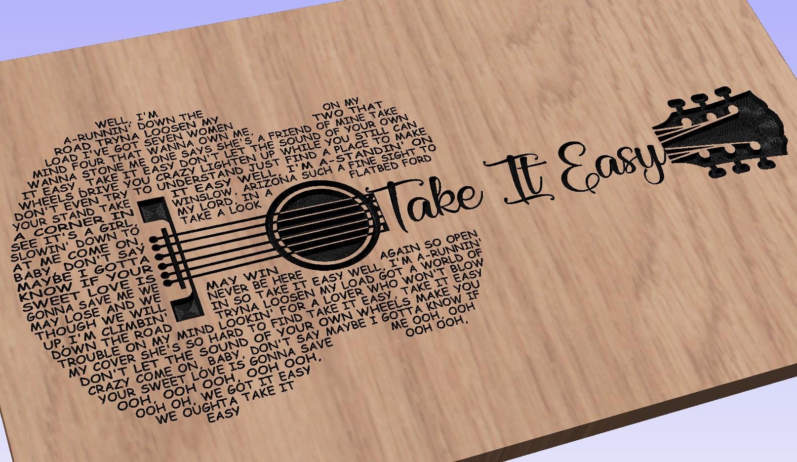 Take It Easy Song Lyrics Guitar Shaped  SVG ONLY DIGITAL