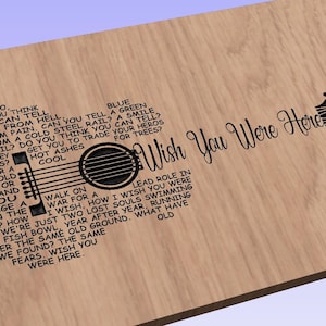 Wish You Were Here Letra de guitarra en forma de SVG SOLO DIGITAL