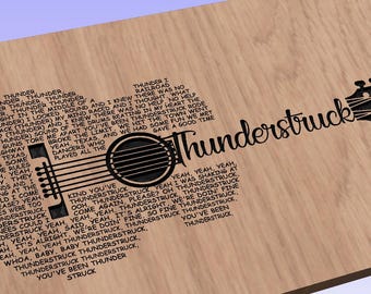 Thunderstruck Letras Guitar Shaped SVG SOMENTE DIGITAL