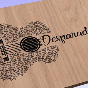 Desparado Song Lyrics Guitar Shaped  SVG ONLY DIGITAL