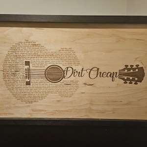 Dirt Cheap lyrics Wood guitar sign 14x22x2