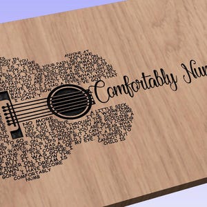 Comfortably Numb Song Lyrics Guitar Shaped  SVG ONLY DIGITAL