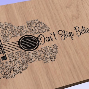 Dont Stop Believin Song Lyrics Guitar Shaped  SVG ONLY DIGITAL
