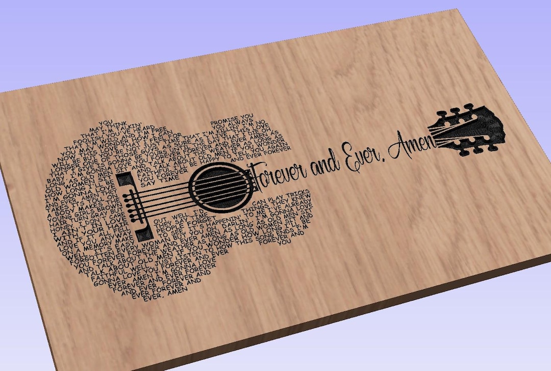 Forever and Ever, Amen Lyrics Guitar Shaped SVG ONLY DIGITAL
