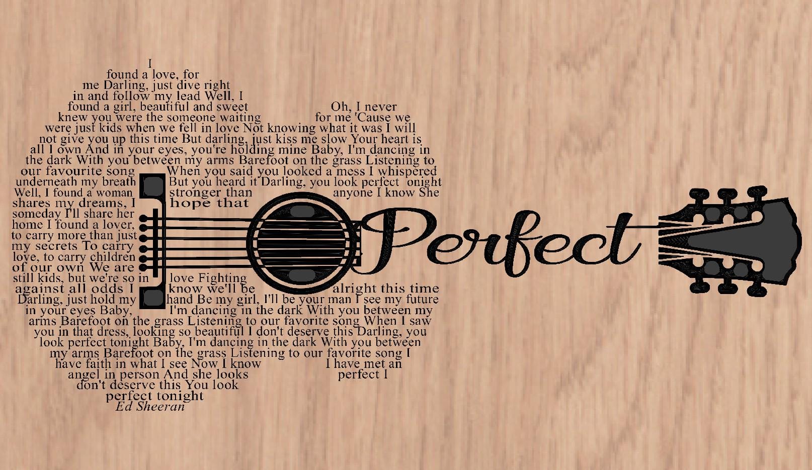 Letra da música Perfect-Ed Guitar Shaped SVG SOMENTE DIGITAL