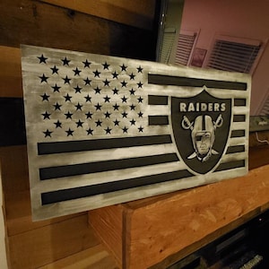 LV Raiders wood carved sign