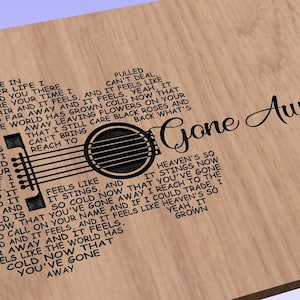 Gone Away Song Lyrics Guitar Shaped  SVG ONLY DIGITAL