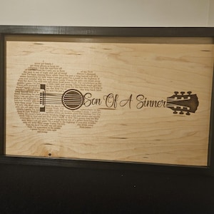 Son of a Sinner lyrics Wood guitar sign 14x22x2