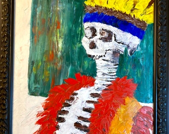 oil painting of skeleton