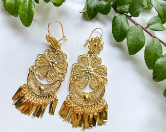 Flores Earrings/ Mexican Earrings/ Oaxacan Earrings/ Flower Earrings/ Dangle and Drop Earrings