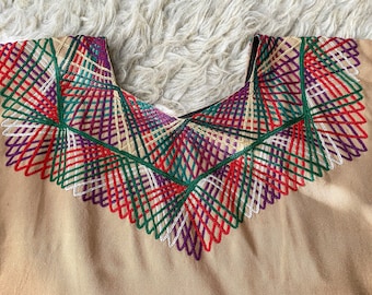 Beige Huipil/ Guatemalan Huipil/Huipil blouse/ Colorful Huipil