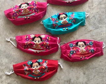 Frida Muneca Face Masks/ Frida Kahlo Face Masks/ Artisanal Face Masks/ Little Frida Face Masks/ Face Covers