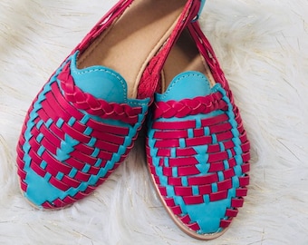 pink and turquoise huaraches
