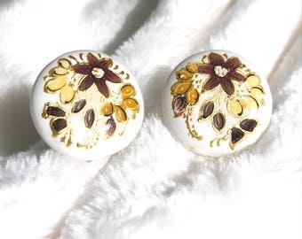 Beautiful Handmade Stud Earrings/Hand Painted Studs/ Mexican Earrings/ Circle Earrings/ Mexican Stud Earrings/ Handmade Stud Earrings