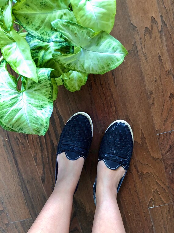 Huaraches negros con plataforma / Mujeres Huaraches Mexicanas | Etsy México