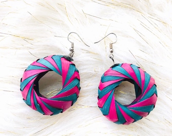 Fiesta earrings, cinco de mayo, mexican earrings, colorful earrings, Palm Earrings, lightweight earrings