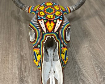 Cow Skull Huichol/ Cow skull/  Wall Art Huichol/ Huichol Cow/ Mexican Home Decor/ Huichol Decor