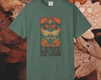 Leave the Leaves moth illustration T-Shirt | autumn leaves art nouveau design