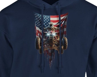 Sudadera con capucha con bandera de cuatriciclo de cuatro ruedas / Bandera de conductor de cuatriciclo todoterreno / Conducción por senderos / Todoterreno / Sudadera con capucha unisex clásica