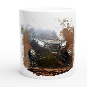 Side by Side Coffee Cup Mud Buggy Mug Offroad SXS ATV UTV Gift Off Road Side x Side Riding Shirts Hood Riders 4x4 White 11oz Ceramic Mug