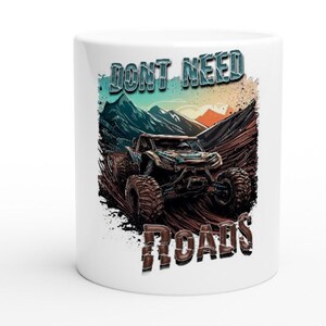 SXS Offroad Coffee Cup Side by Side Coffee Mug, Mudding Dirt Off road Ride Side x Side, Rider White 11oz Ceramic Mug