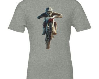 Camiseta de moto de cross / Camiseta de motociclista todoterreno / Camiseta de motocross / Ropa de trail / Camiseta de cuello redondo unisex de primera calidad / Bella+Canvas