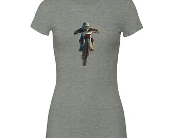 Dirt Bike T-Shirt | Offroad Motorcycle Rider Tee | Motocross Shirt | Trail Riding Apparel | Premium Women's Crewneck Tshirt | Bella+Canvas