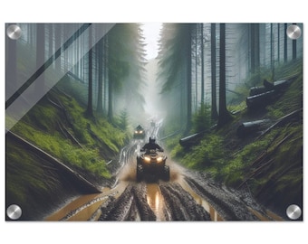 Paseo en cuatriciclo por caminos de tierra / Aventura en vehículos todoterreno de cuatro ruedas Regalo / Póster de conducción por caminos de tierra / Impresión acrílica