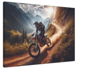 Arte mural con textura para andar en moto todoterreno, regalo para motociclista todoterreno, pista única, impresión en lienzo