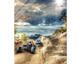 Póster de conducción lado a lado / ATV UTV Offroad SXS Trail Riding / Impresión de fantasía todoterreno / Impresión acrílica