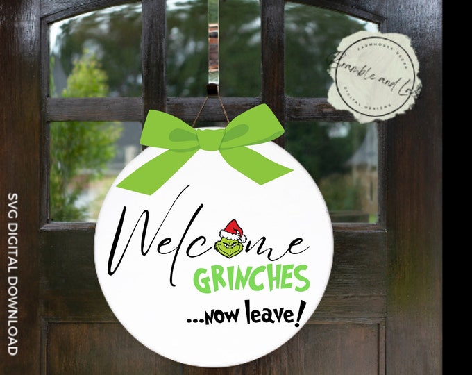 Grinches Door Sign I Grinch Door Hanger Christmas SVG File