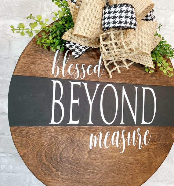 Blessed Beyond Measure Wooden Door Tag Hanger /buffalo Print / Door Hanger  / Blessed / Front Porch Decor / Round Door Wreath / Christian -  Canada