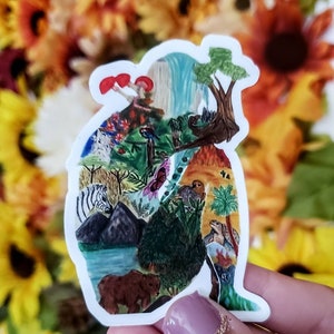 Waterdichte vinylsticker natuurbehoud voor laptop of bidon - sticker natuur beschermen - ecovinylsticker - cadeau voor bioloog