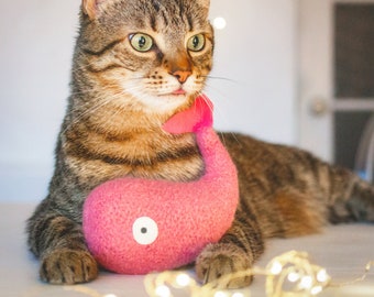 Cat Toys. Organic Catnip. Catnip Whale. Pink Whale. Catnip Toy. Luxury Cat Toy. Felted Cat Toy. Catnip Kicker. Toys For Cats.